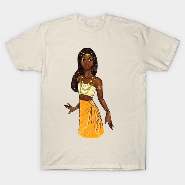 Black is Beautiful - Cape Verde African Melanin Girl in traditional outfit T-Shirt by Ebony Rose 